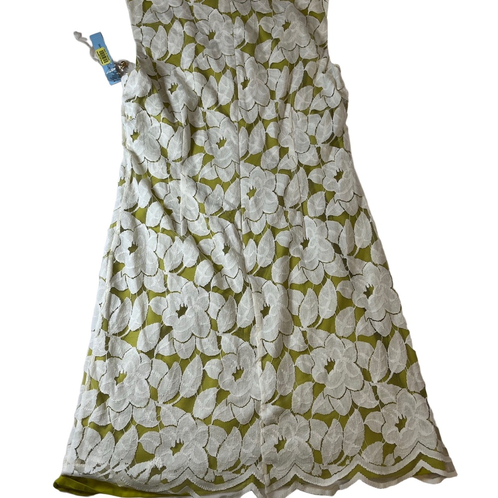 NWT Antonio Melani Ivory Floral Sleeveless Sheer Overlay Button Front Dress US 1 - Picture 2 of 7
